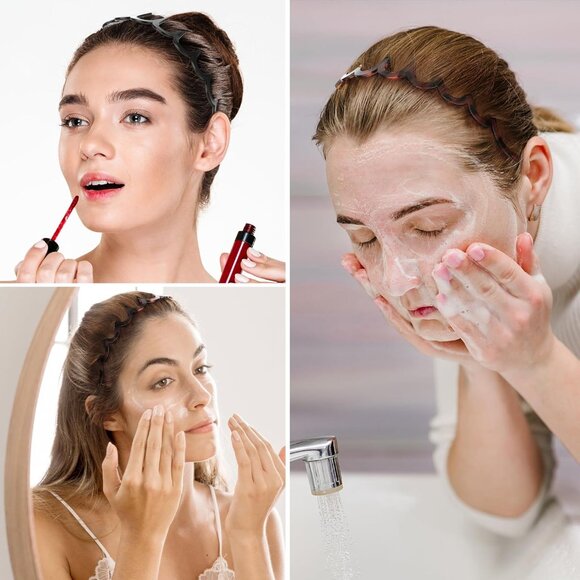 Zig Zag Headbands, 4 Pieces Shark Tooth Hair Comb Hairband, Wavy Shape Plastic H - Picture 6 of 8